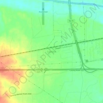Topografinen kartta Glidden, korkeus, helpotus
