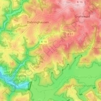 Topografinen kartta Ketzbergerhöhe, korkeus, helpotus
