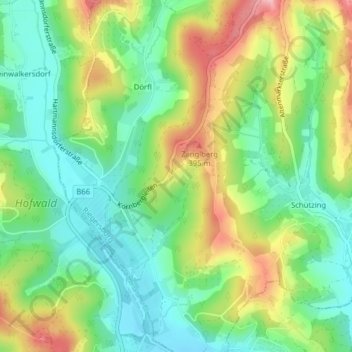 Topografinen kartta Edelseeberg, korkeus, helpotus