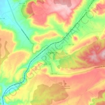 Topografinen kartta Sigüenza, korkeus, helpotus