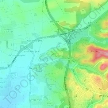 Topografinen kartta Barkai, korkeus, helpotus
