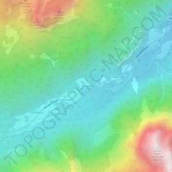 Topografinen kartta Tornede, korkeus, helpotus