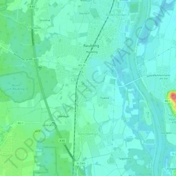 Topografinen kartta Kirchdorf am Inn, korkeus, helpotus