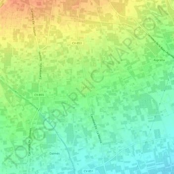 Topografinen kartta la Foia, korkeus, helpotus