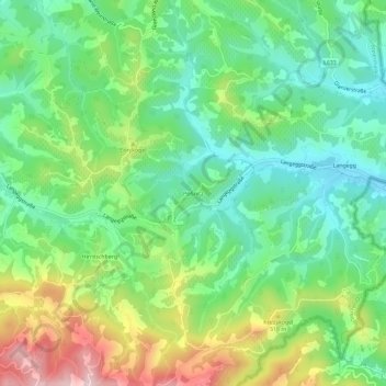 Topografinen kartta Pößnitz, korkeus, helpotus