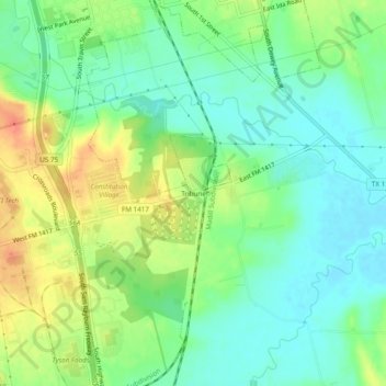 Topografinen kartta Tribune, korkeus, helpotus