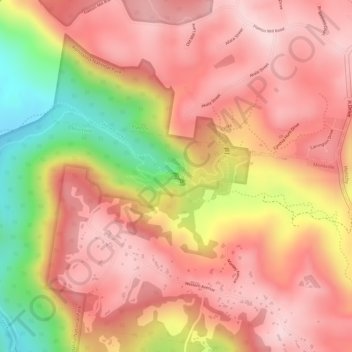 Topografinen kartta Kondalilla Falls, korkeus, helpotus