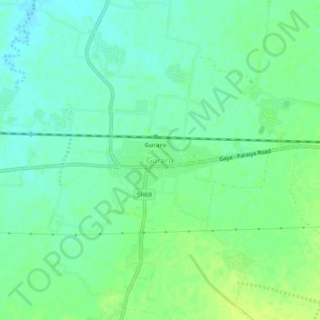 Topografinen kartta Guraru, korkeus, helpotus