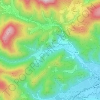 Topografinen kartta Purbach, korkeus, helpotus