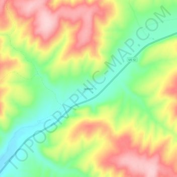 Topografinen kartta Jackson, korkeus, helpotus