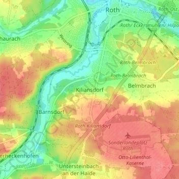 Topografinen kartta Kiliansdorf, korkeus, helpotus