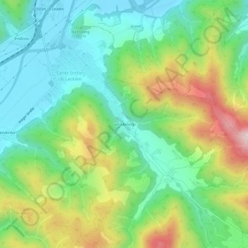 Topografinen kartta Vorlobming, korkeus, helpotus