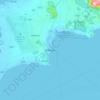 Topografinen kartta Brekstad, korkeus, helpotus