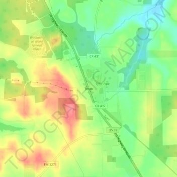 Topografinen kartta Swan, korkeus, helpotus