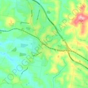 Topografinen kartta Drouin, korkeus, helpotus