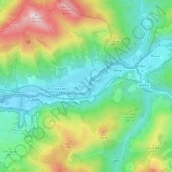 Topografinen kartta Narbarte, korkeus, helpotus