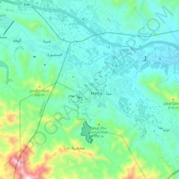 Topografinen kartta Hatta, korkeus, helpotus