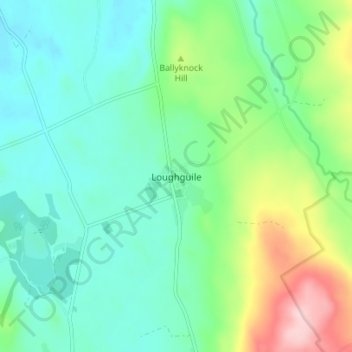 Topografinen kartta Loughguile, korkeus, helpotus