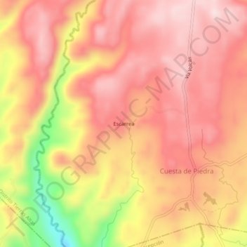Topografinen kartta Escarrea, korkeus, helpotus