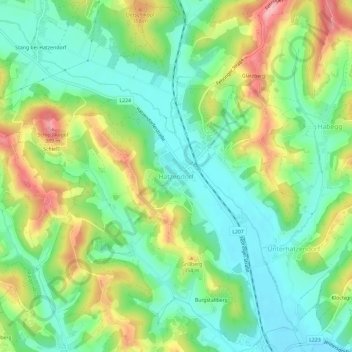 Topografinen kartta Hatzendorf, korkeus, helpotus