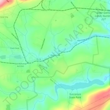 Topografinen kartta Barnesville, korkeus, helpotus