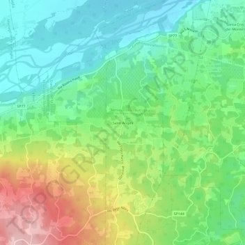 Topografinen kartta Santi Angeli, korkeus, helpotus