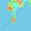 Topografinen kartta Fisterra, korkeus, helpotus