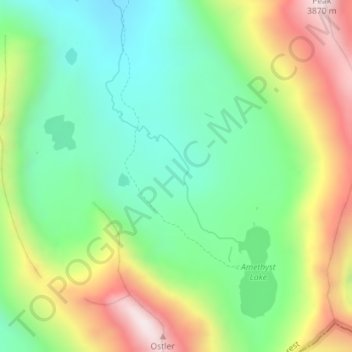 Topografinen kartta Amethyst Basin, korkeus, helpotus