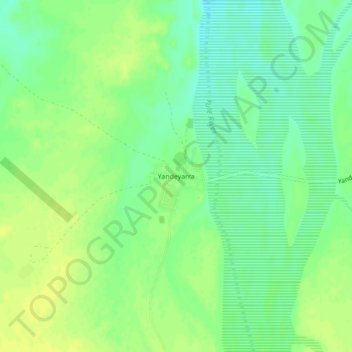 Topografinen kartta Yandeyarra, korkeus, helpotus