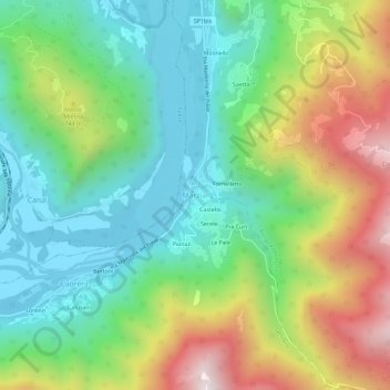 Topografinen kartta Marziai, korkeus, helpotus