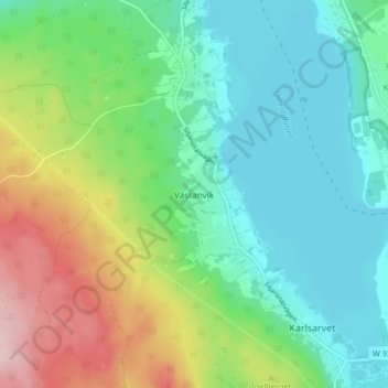Topografinen kartta Västanvik, korkeus, helpotus