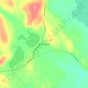 Topografinen kartta Muodoslompolo, korkeus, helpotus