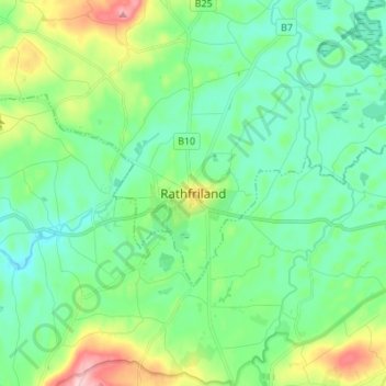 Topografinen kartta Rathfriland, korkeus, helpotus