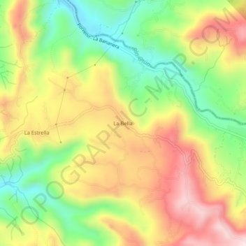 Topografinen kartta La Bella, korkeus, helpotus