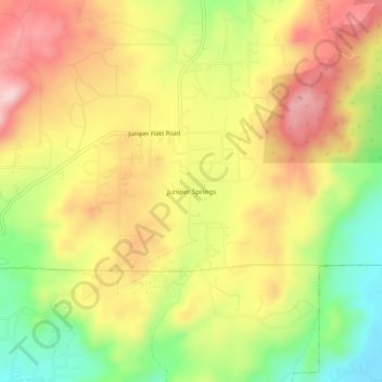 Topografinen kartta Juniper Springs, korkeus, helpotus