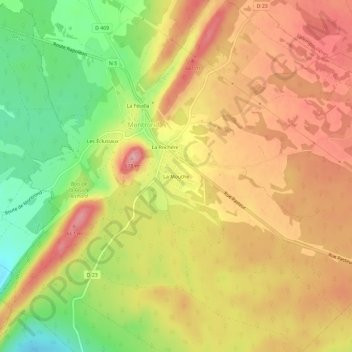 Topografinen kartta La Mouthe, korkeus, helpotus