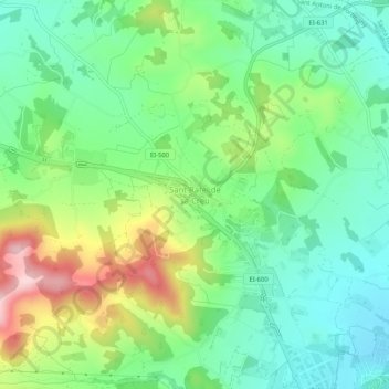 Topografinen kartta Sant Rafel de sa Creu, korkeus, helpotus