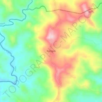 Topografinen kartta Barrigon, korkeus, helpotus