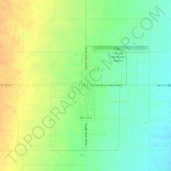 Topografinen kartta Dell City, korkeus, helpotus