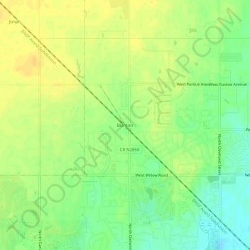 Topografinen kartta Blanton, korkeus, helpotus