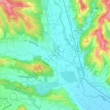 Topografinen kartta Studenzen, korkeus, helpotus