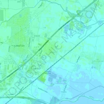 Topografinen kartta Gaggio, korkeus, helpotus