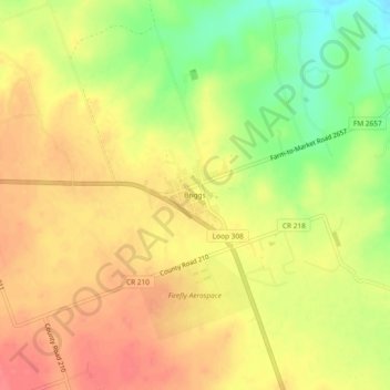 Topografinen kartta Briggs, korkeus, helpotus