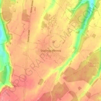 Topografinen kartta Stelling Minnis, korkeus, helpotus