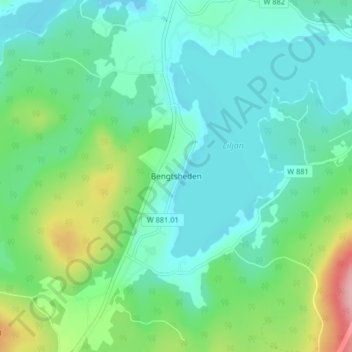 Topografinen kartta Bengtsheden, korkeus, helpotus