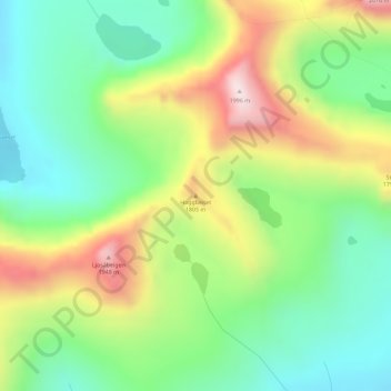 Topografinen kartta Hoggbeitet, korkeus, helpotus