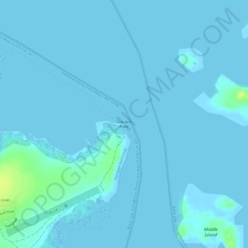 Topografinen kartta One Arm Point, korkeus, helpotus
