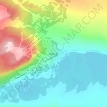Topografinen kartta Klimpfjäll, korkeus, helpotus