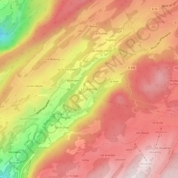 Topografinen kartta La Couronne, korkeus, helpotus