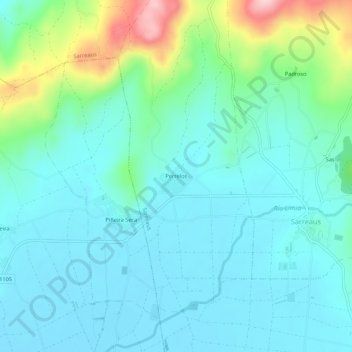 Topografinen kartta Perrelos, korkeus, helpotus